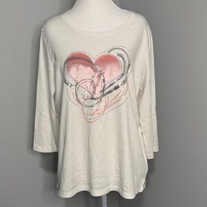 Quacker Factory Valentines Day heart shirt sequins velvet festive